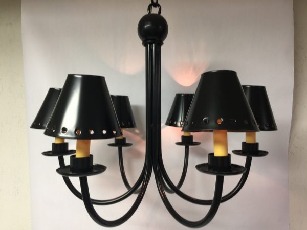 Metal chandelier shade in dark bronze