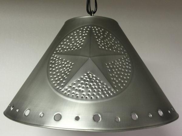 Metal Empire lamp shade with stars in pewter