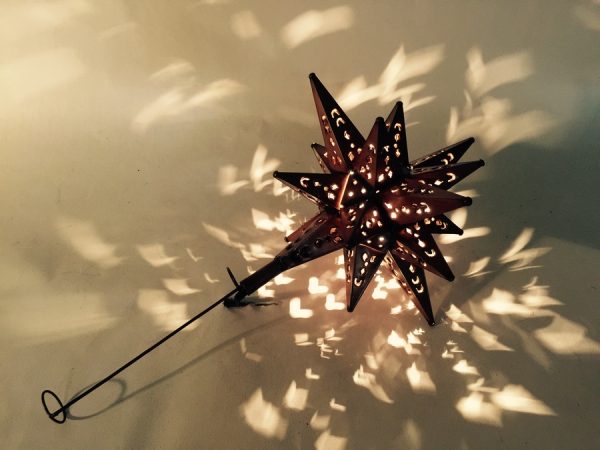 Tin Moravian Star Light Tree Topper with Copper Finish